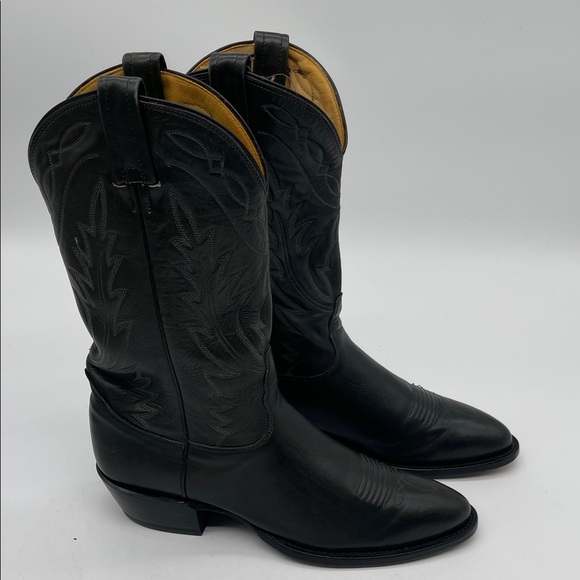 Nocona Men’s Black Imperial Leather Western Boots Size 8.5B - Picture 1 of 14